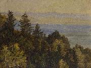 Carl Gustav Carus Blick uber einen bewaldeten Abhang in weite Gebirgslandschaft Spain oil painting artist